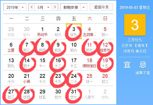 2019年五月开工的好日子 2019年适宜开工的黄道吉日一览表